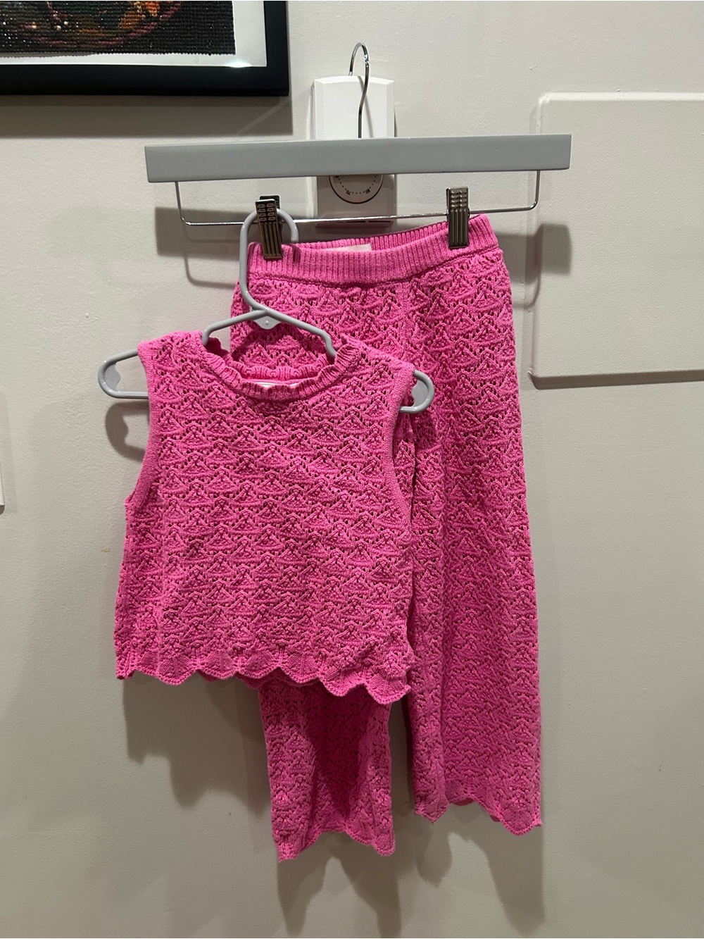 Zara Girls Pink Crochet Two Piece Set Size 5 Tank And Pants